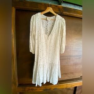 JOHNNY WAS  maurice eyelet flounce dress.